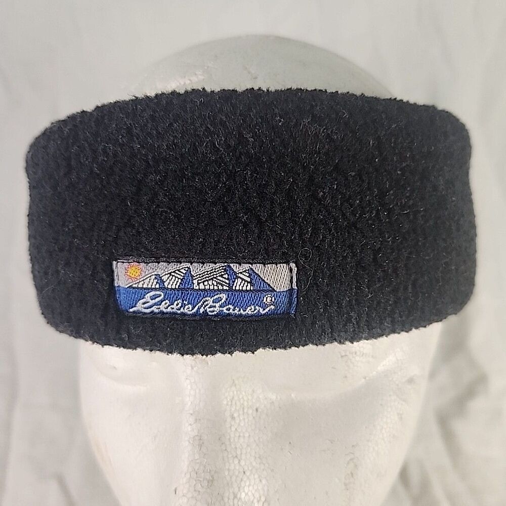 Eddie Bauer Fleece Headband Adult One Size Black Vintage Made in USA Polyester